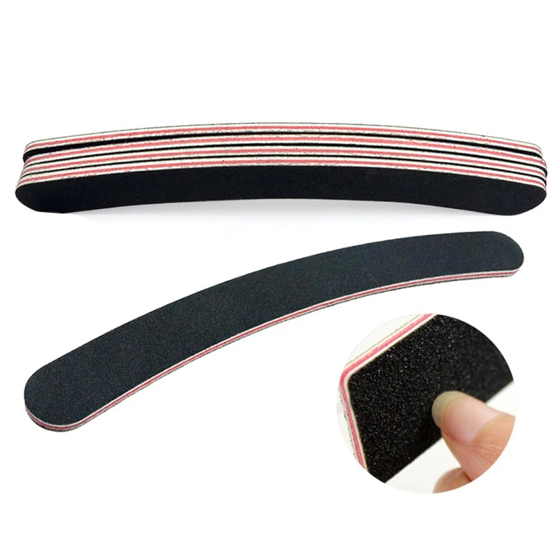 5Pcs Nail Files Buffer Buffing Slim Crescent Grit Sandpaper manicure Nail File Double Side Sanding Buffer Block Grey Nail Files