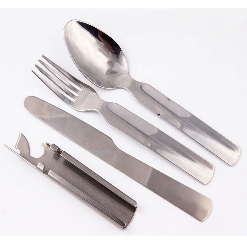 Al aire libre EDC portátil tenedor cuchara cuchillo campamento cuchillería utensilios vajilla set senderismo supervivencia Kit abrelatas Picnic accesorio
