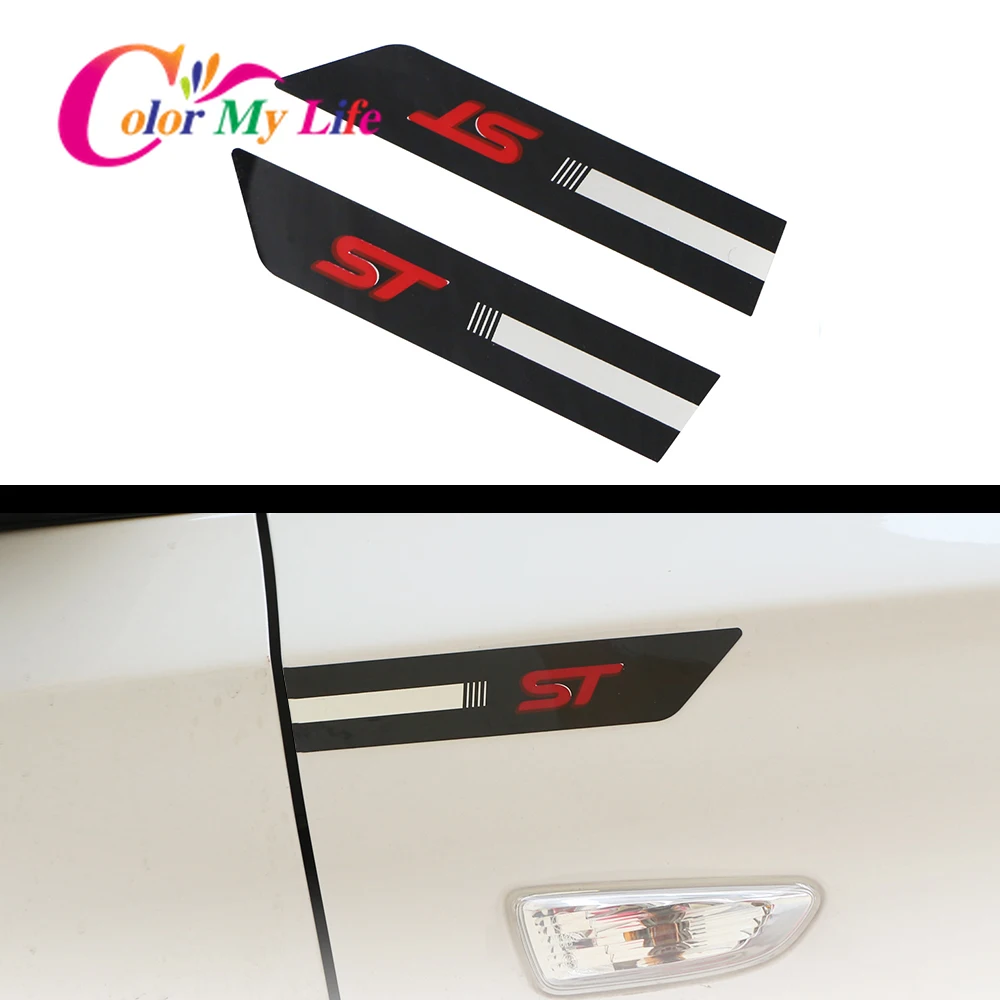 

Car ST Side Fender Decoration Sticker for Ford Focus 2 3 4 MK2 MK3 Fiesta Mondeo Escape Kuga EcoSport Explorer Edge Fusion