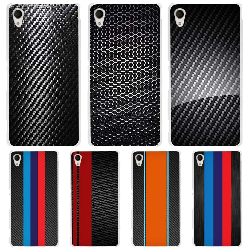 

car carbon fibre print hard Transparent Case Cover Coque for Sony Xperia z1 z2 z3 z4 z5 m4 aqua m5 XA XZ C4 E4 E5 C5