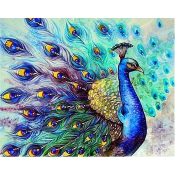 

Painting By Numbers DIY Dropshipping 40x50 50x65cm peacock Open screen Animal Canvas Wedding Decoration Art picture Gift