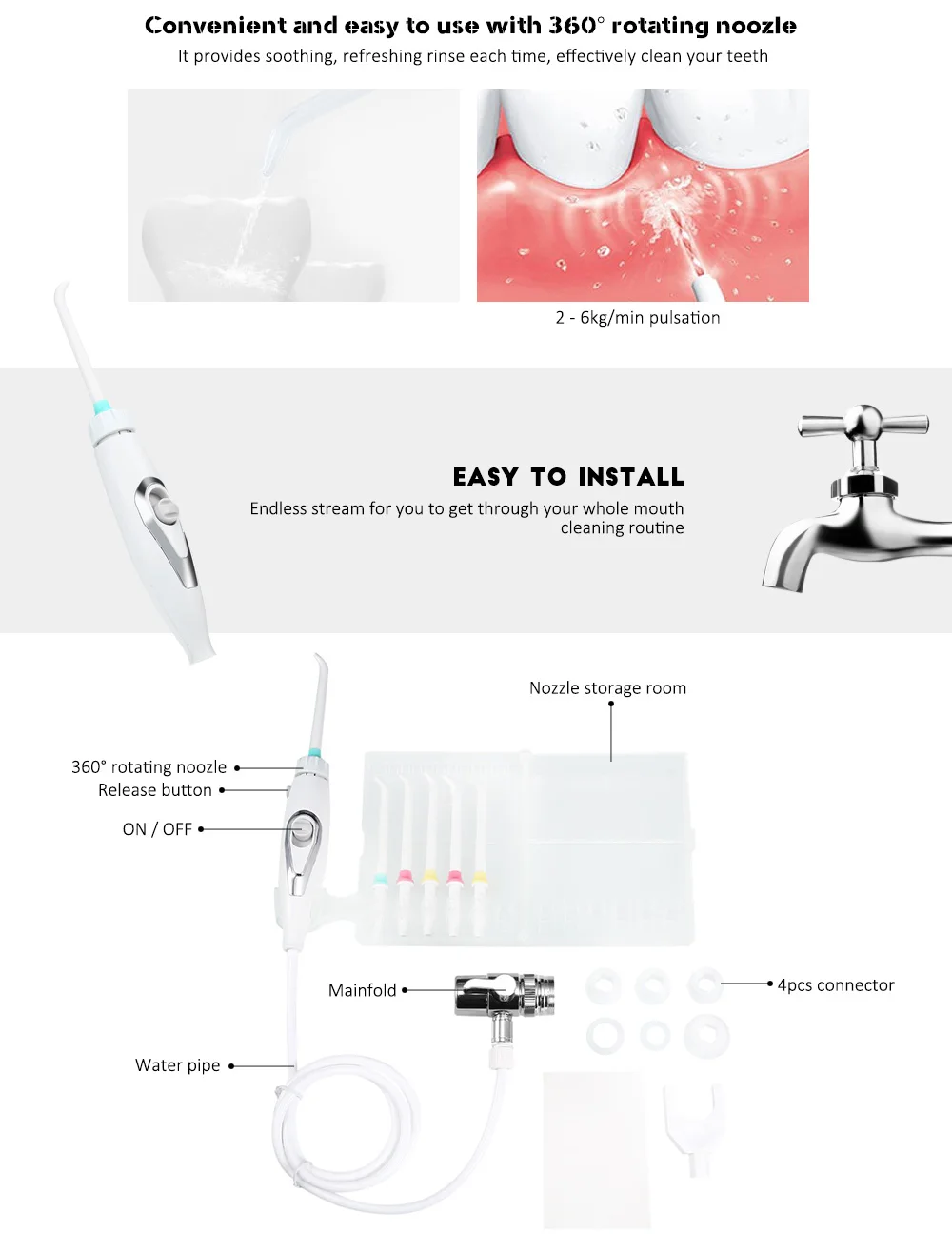 Стоматологический Flosser водоструйный уход за полостью рта очиститель для зубов ирригатор серии ирригатор для полости рта водный Flosser портативный ирригатор зубная нить