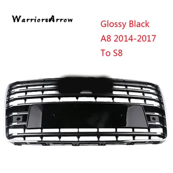 

WarriorsArrow A8 2014-2017 TO S8 Style Glossy Black Central Grille Front Bumper Racing Grills For Audi A8 2014 2015 2016 2017