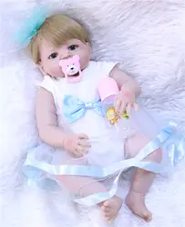 Bebe Кукла реборн 22 "55 см полный Силиконовый реборн Детская кукла блонд девочка настоящий ребенок живые куклы для детского подарка boneca Reborn