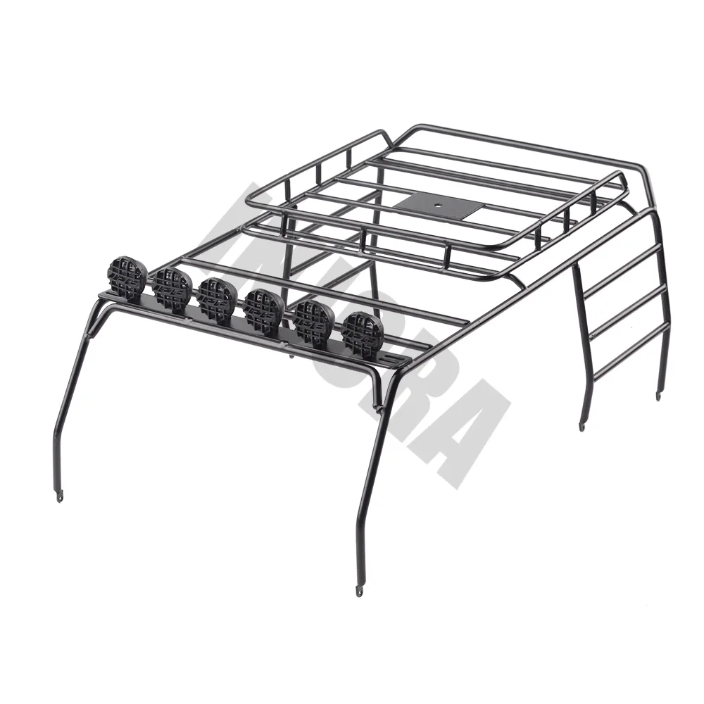 RC Car Metal Roof Rack Roll Cage & LED Light for 1/10 RC Crawer Axial