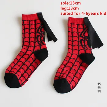 

Boys Girls Spiderman Cosplay Costume Socks Kids Party Cosplay Cotton Socks Football Basketball Sports Socks 4-6Years Red
