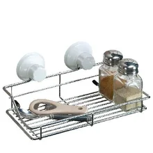 Magic sucker metal bathroom draining racks, kitchen seasoning basket, home storage basket