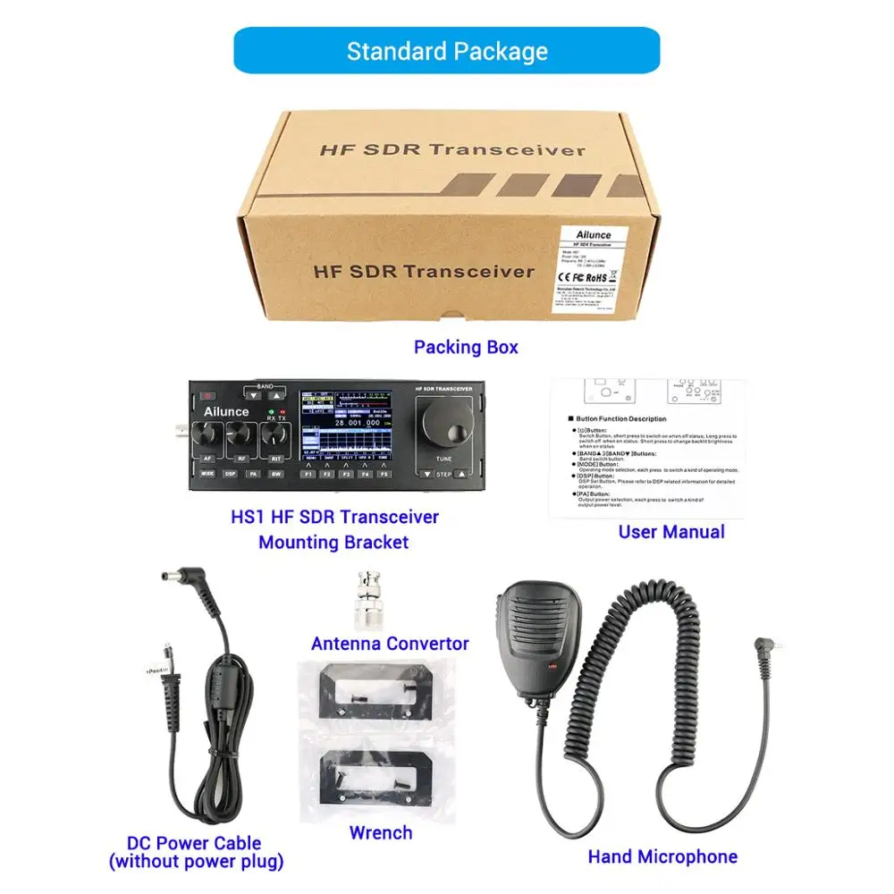 RETEVIS Ailunce HS1/HSI PLUS HF SDR трансивер коротковолновый SSB трансивер QRP любительский радиоприемник 15 Вт 0,5-30 МГц CW AM FM