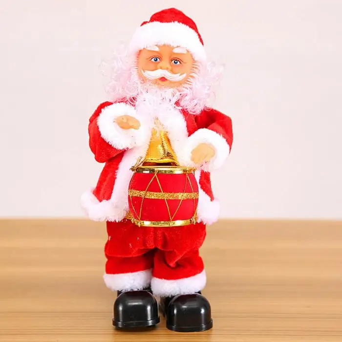 Милый Санта Клаус танцующий пение музыкальная игрушка Плюшевые Рождественские куклы электрические игрушки саксофон гитара