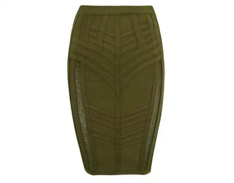HAGEOFLY зеленый повязная юбка длина до колен сетки Империя карандаш клуб Bodycon тонкий летние женские юбка - Цвет: army green