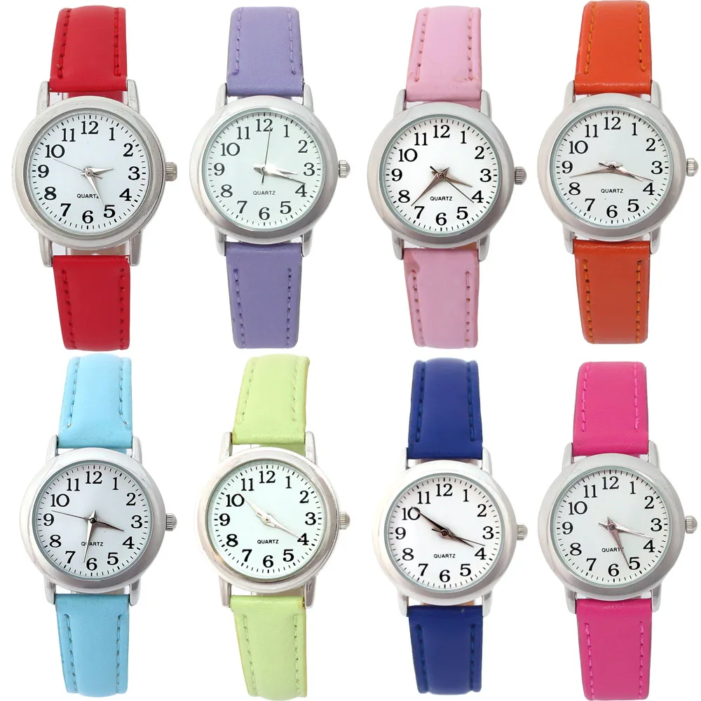Часы Для женщин Мода Роскошный кожаный ремень для маленьких мальчиков и девочек, женские наручные часы, кварцевые наручные круглый одежда-унисекс Спортивные наручные часы U12 белый