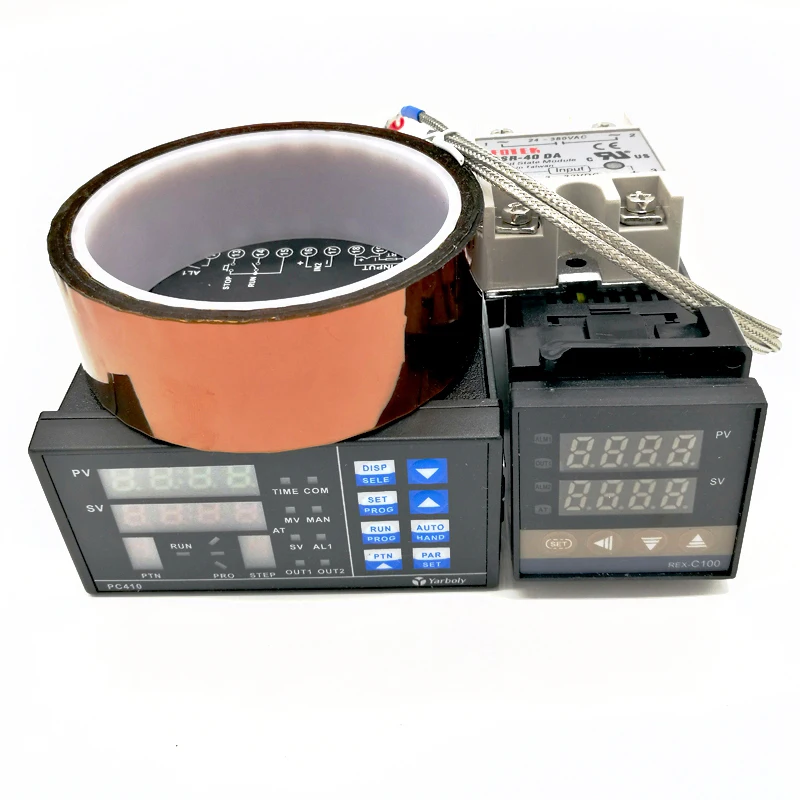 

Digital Adjustable PID Temperature Controller Panel Thermostat PC410 + REX-C100 + Max.40A SSR Relay + K Thermocouple Probe+Tape
