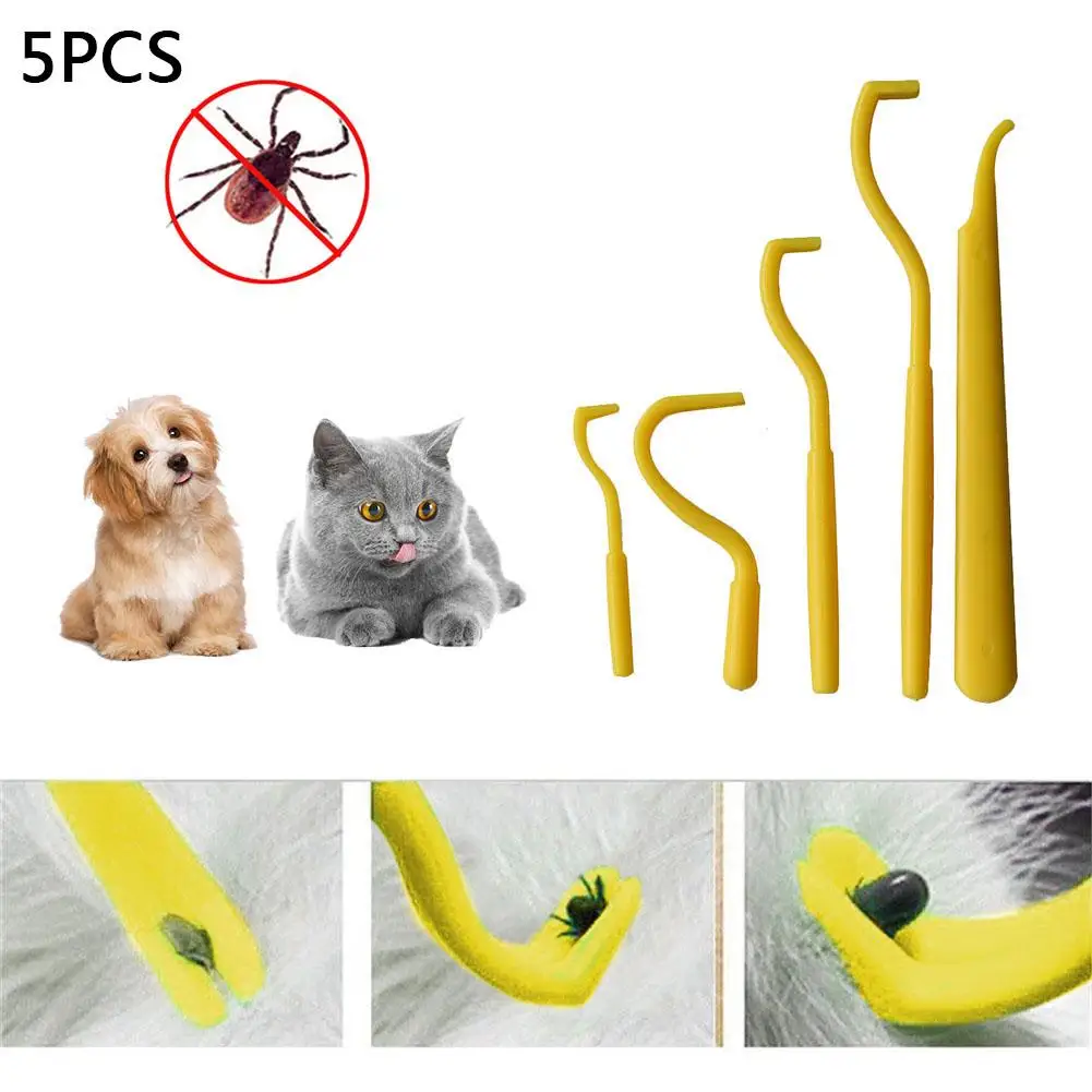 

5 Pcs Fleas Lice Ticks Removal Hook Tool Set Cat Dog Bunny Mouse Pet Comb Tool Health Care Cleaning Supplies Pet Accessories 20E