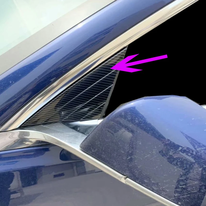 

For Tesla Model 3 Blue Star 2017 2018 2019 Carbon Style Front Pillar A Triangular Scoop Louver Sticker Cover Trim Car Styling