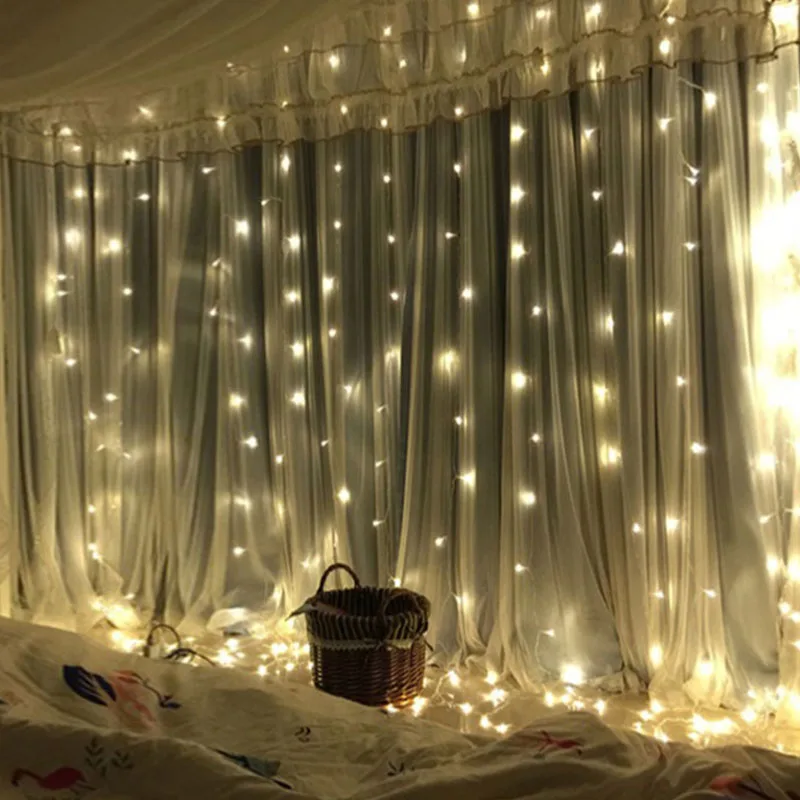 

EU 300LEDs Icicle Curtain String Lights Waterfall Xmas Party Christmas Fairy String Light for Home Holiday Decoration Lights