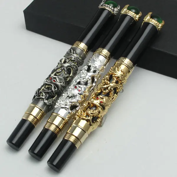 

3 colors, JINHAO Elegant Upscale Golden Roller Ball Pen Dragon playing with a pearl Business pen embossed dragon iridium pen