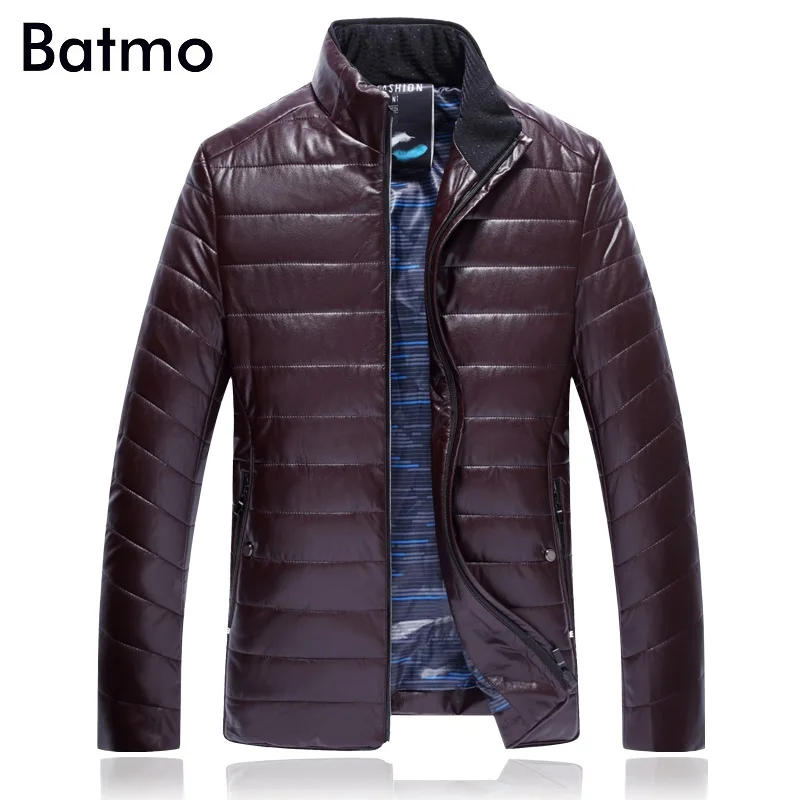 Batmo новое поступление Зима высокого качества PU винно-красные повседневные мужские парки, зимняя мужская куртка, большие размеры XXL-8XL 7716P175 - Цвет: Бургундия