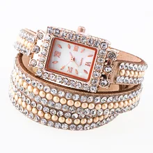 Brand Luxury Watches Women Chain Bracelet Watch Rhinestone Dress Female Leather Quartz Wristwatches 2017 Free Shipping TEMPTER