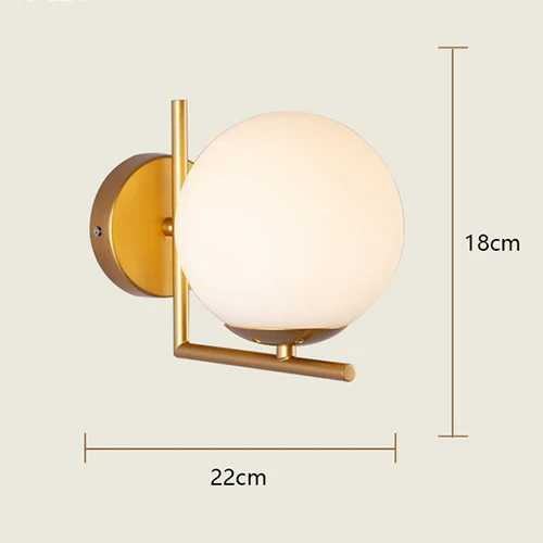 Современный стеклянный настенный светильник с Луной, золотой, черный, белый дизайн, Круглый прикроватный светильник для чтения в помещении, крепится в скандинавском стиле, деревянный светодиодный настенный светильник - Цвет абажура: A8