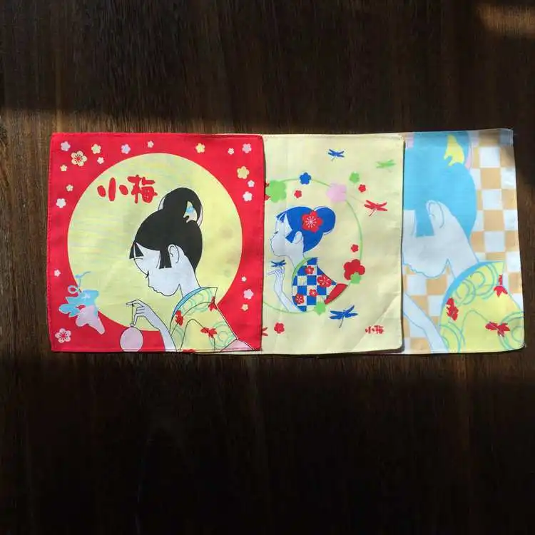 Детский носовой платок в японском стиле из фуросики, хлопок, с рисунком, 20 см, много использования