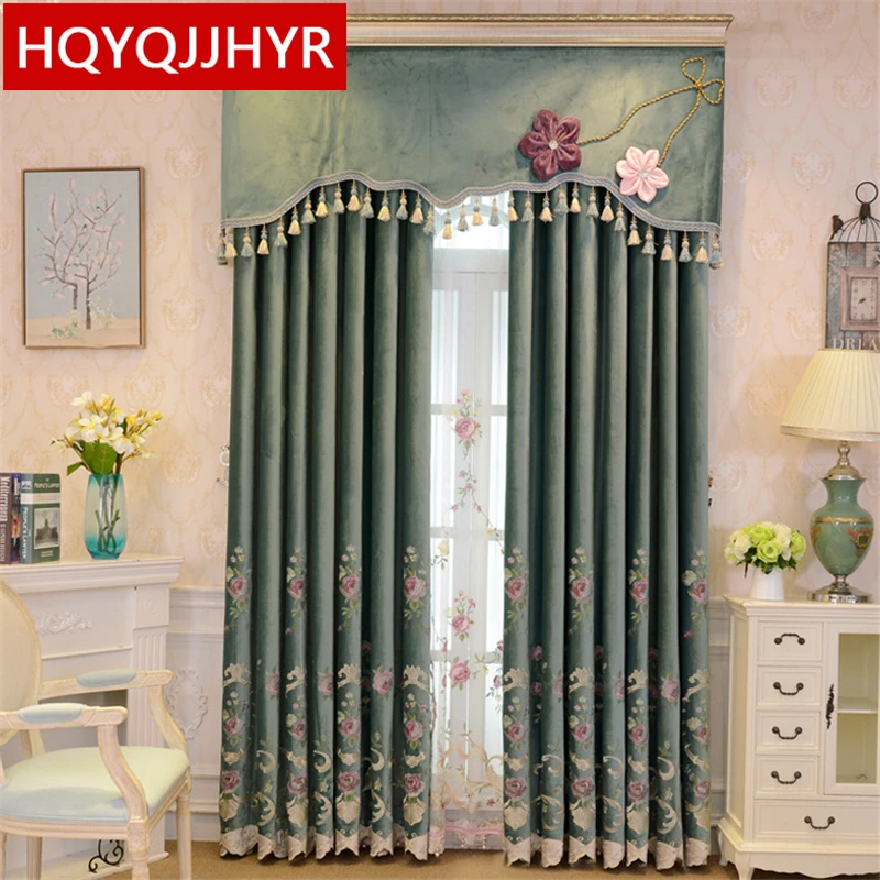 

Luxury European high quality flannel Blackout embroidered curtains for Living Room windows High-end custom curtains for Bedroom