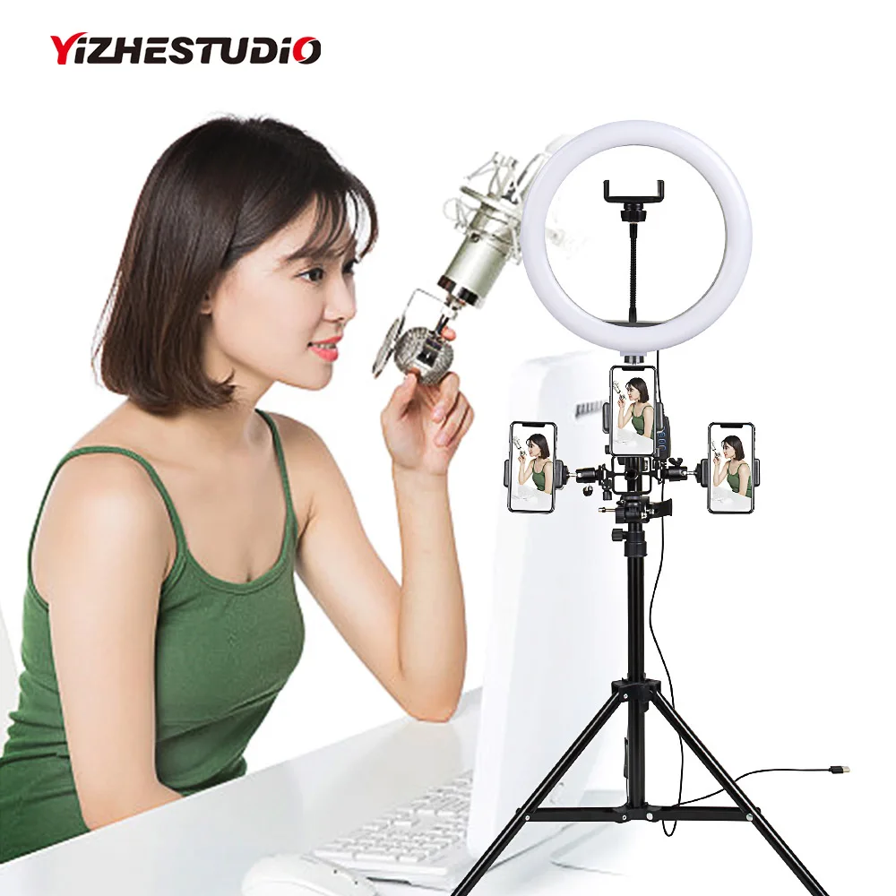 Yizhestudio Многофункциональный 10 дюймов 26 см светодиодный кольцевой светильник для
