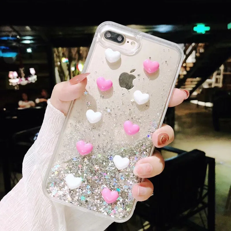 Lizardhill White Pink Heart Quicksand Dynamic Liquid