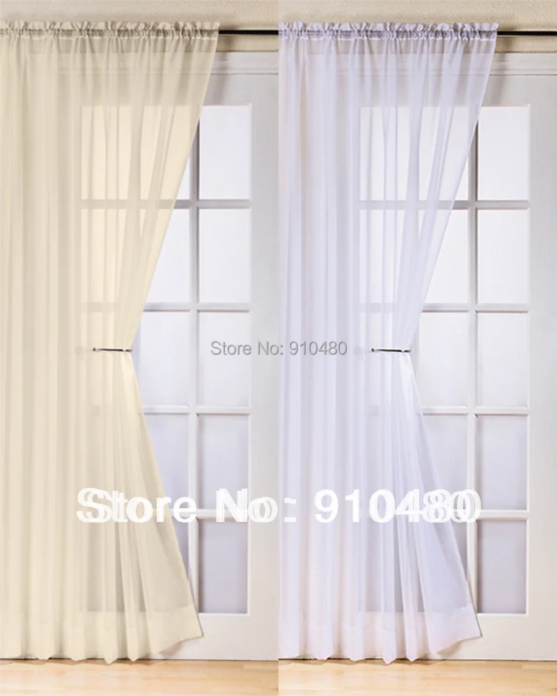 Free Shipping Slot Top Voile Curtain Panel White Cream All Colors Slot Top Voile Curtain Panel White Cream All Colors Net Curtains Rod Pocket Drapery In From Home Garden On