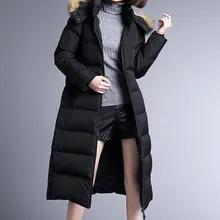 Теплое женское пуховое пальто, длинное женское зимнее пуховое пальто любого размера