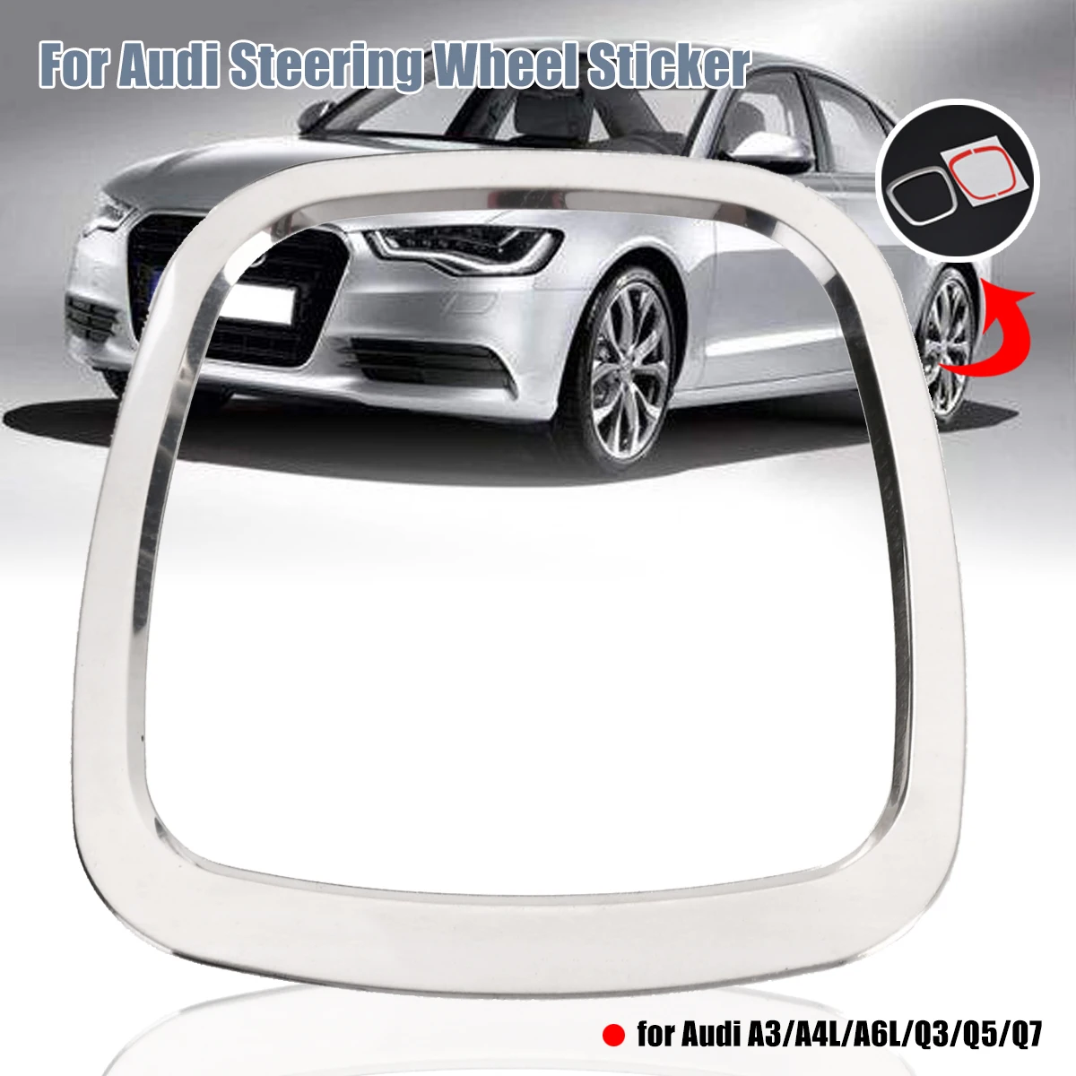 Mayitr Aluminium Alloy Steering Wheel Alloy Decorative Ring Sticker Emblem Trim Cover for Audi A3/A4L/A6L/Q3/Q5/Q7