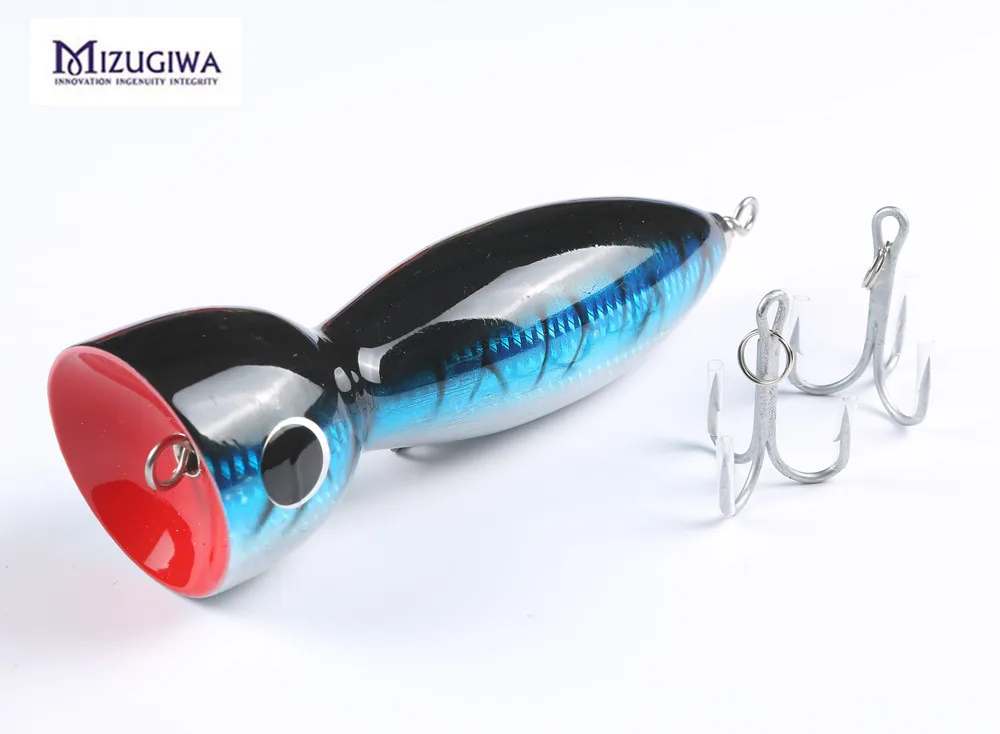 

MizugiwaBig Game Boat Fishing GT Popper Surface Fishing Lure Saltwater lure 115g 180mm Topwater Handcraf Wood Bait Mustad Hook