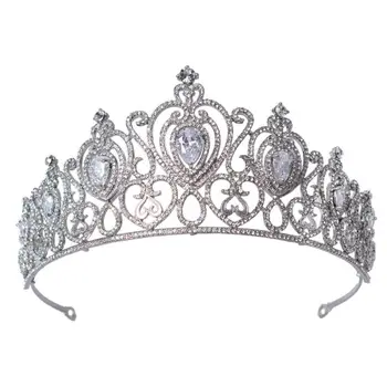 

Cubic Zirconia Wedding Bridal Bridesmaid plated white girls zircon crown tiaraheadband For Prom