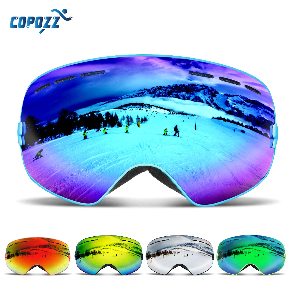 COPOZZ marca gafas de esquí de las mujeres de los hombres Snowboard gafas de esquí UV400 protección nieve esquí gafas Anti-niebla de esquí máscara