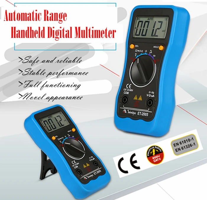 

Minipa ET-2005 mini Multi-function digital multimeter, test capacitance, frequency,handheld, auto range.Maximum Display 5999.