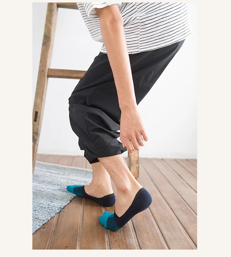 5 пар/лот новые бизнес невидимые носки для мужчин для лета Нескользящие Анти-трение дышащие Лоскутные хлопковые Повседневные носки