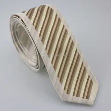 Yibei Coachella Галстуки жаккардовые границы фирменные Для мужчин Галстук коричневый бежевый Gravatas де Седа Тонкий Тощий диагональной полосой галстук