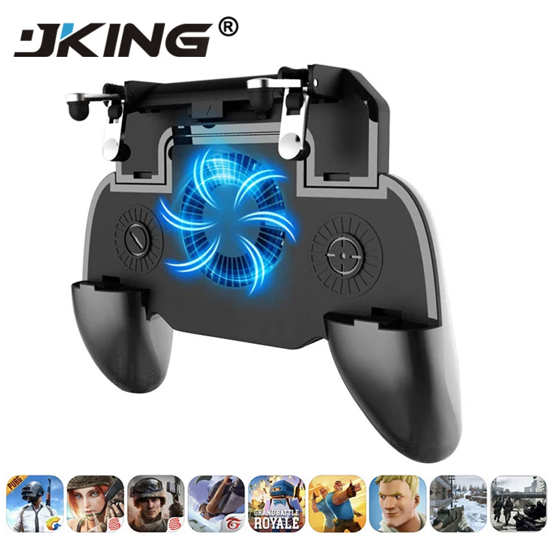 Pubg Controller Gamepad Pubg Mobile Trigger L1R1 Shooter Joystick Game Pad Phone Holder Cooler Fan with 2000/4000mAh Power Bank
