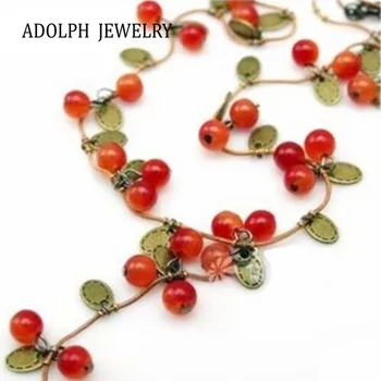 ADOLPH Jewelry RN-0331 Fashion Jewelry For Women Korean Fashion Vine Red Cherry Necklace