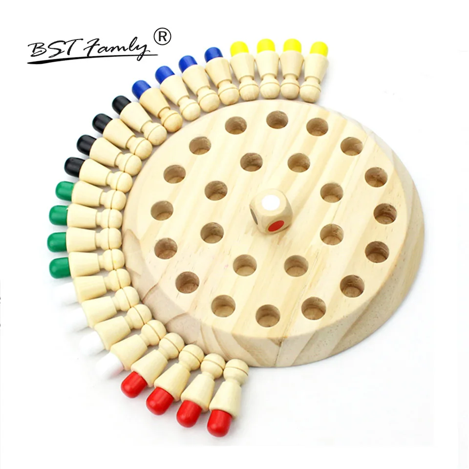 

Children Memory Chess Pine Wooden Six Color 18*18*5cm 24 Pieces / Set Table Puzzle Game Child Toy Interesting Gift BSTFAMLY M01