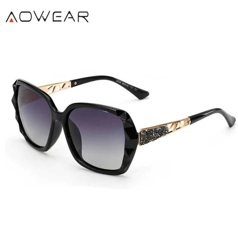 AOWEAR Oversized Sunglasses Women Polarized Square Sun Glasses for driver Black Diamond Women's Sunglass gafas de sol mujer best sunglasses for women Sunglasses