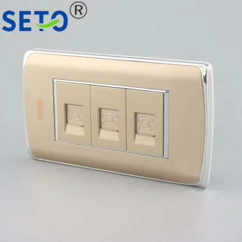 120 Тип три Порты RJ11 Cat3 телефонная розетка настенная тарелка Keystone Лицевая панель