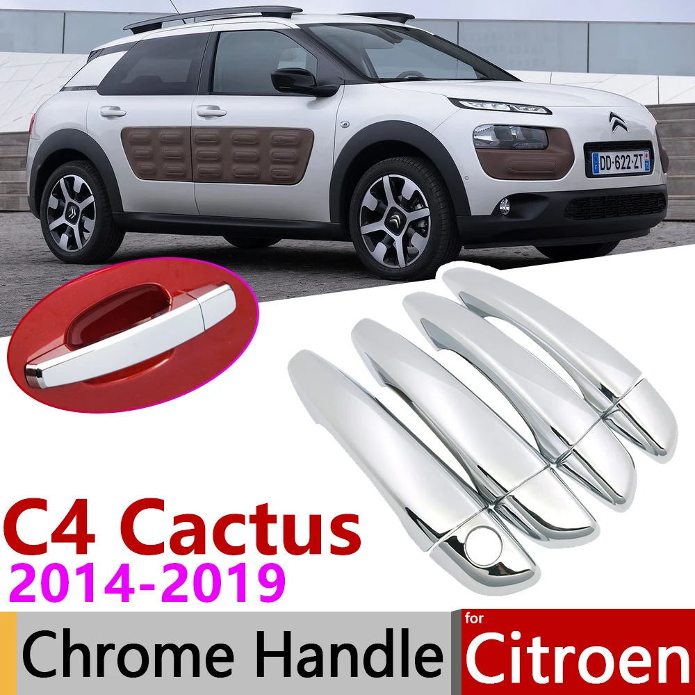

for Citroen C4 Cactus 2014~2019 Luxuriou Chrome Exterior Door Handle Cover Car Accessories Stickers Trim Set 2015 2016 2017 2018