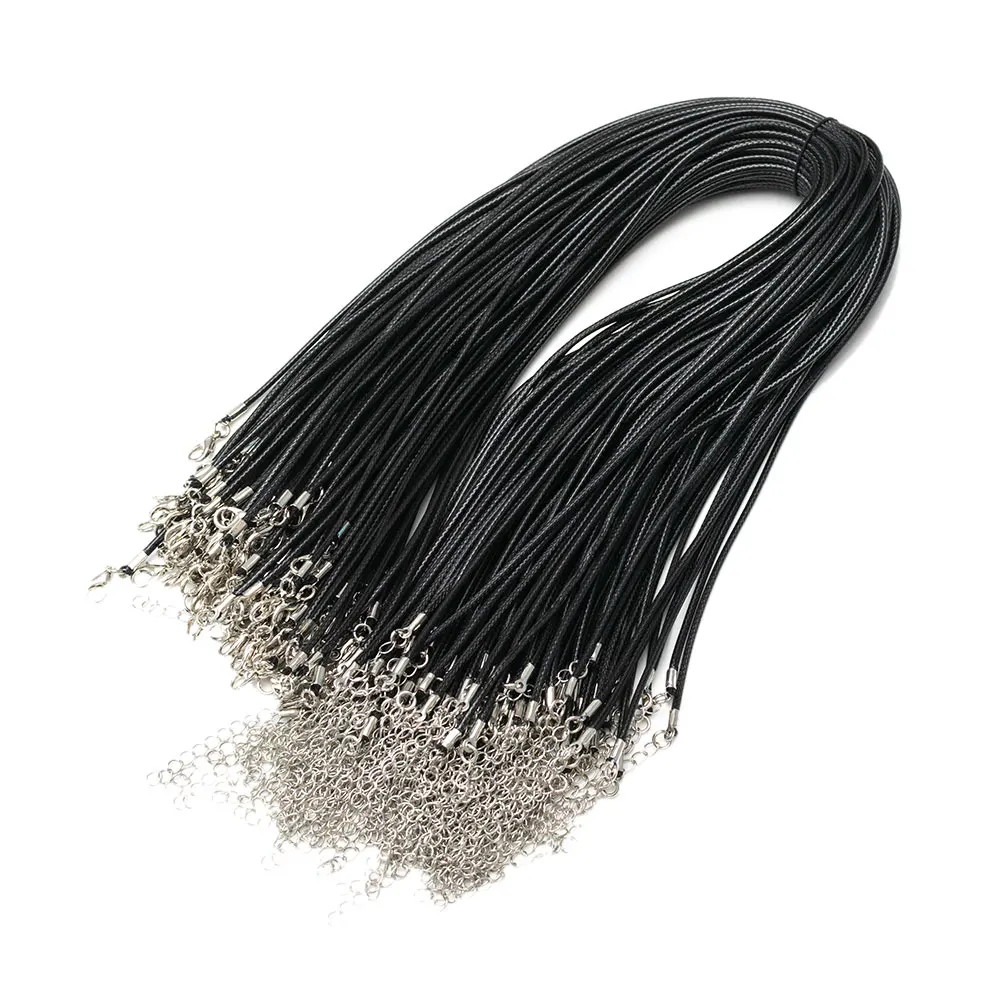 18 дюймов 2,0 мм черное ожерелье шнур для подвески с застежкой омар оптом для DIY изготовления ювелирных изделий браслет веревка 100 шт./лот