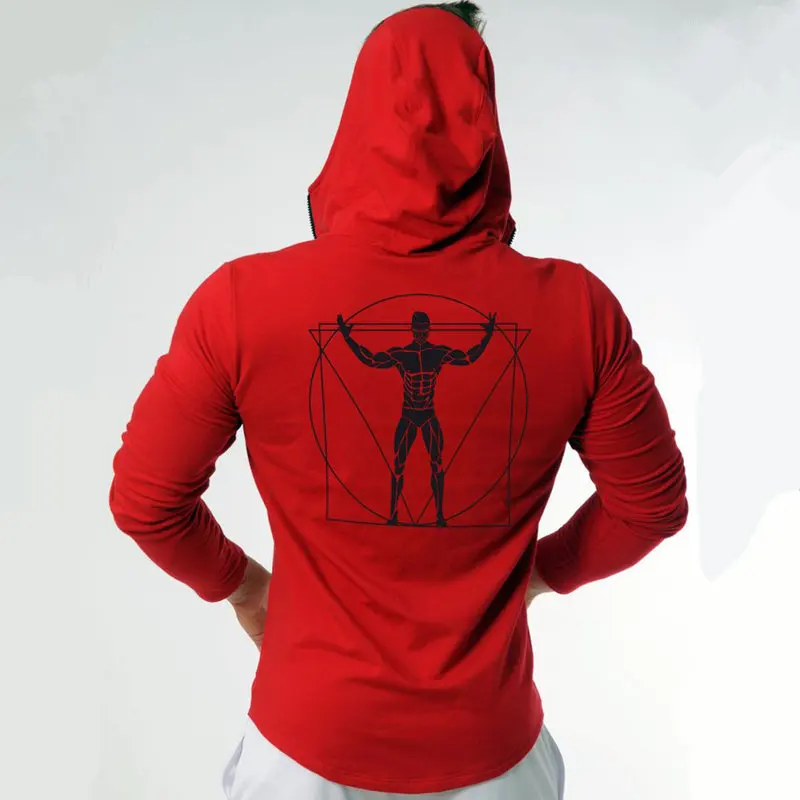 Mens Cotton Zipper Hoodie Man Casual Fashion Slim Sweatshirt Gyms Fitness Bodybuilding Jacket Coats