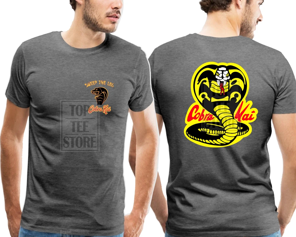 Новинка года; Летняя мужская футболка с короткими рукавами и логотипом из фильма «Кобра КАИ каратэ» футболка из хлопка - Цвет: Charcoal