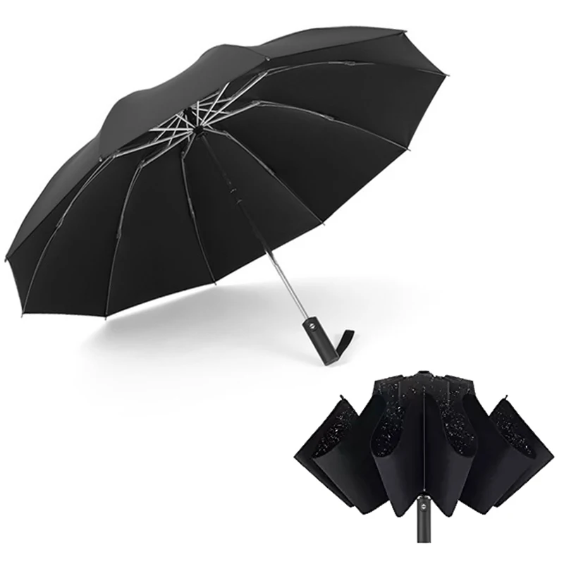 Wind Resistant Automatic Umbrella Men Reverse Car Umbrella 3 Folding