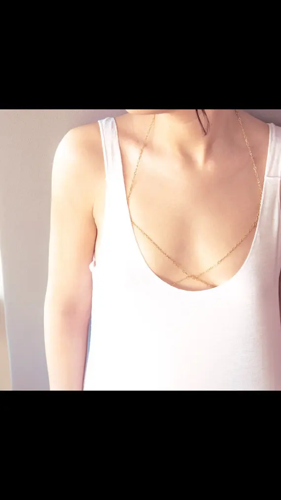 Gold Plated Bralette Body Chain Handcrafted Body Jewelery Adjustable Waist Chain Belly Chain Dainty Body Chain