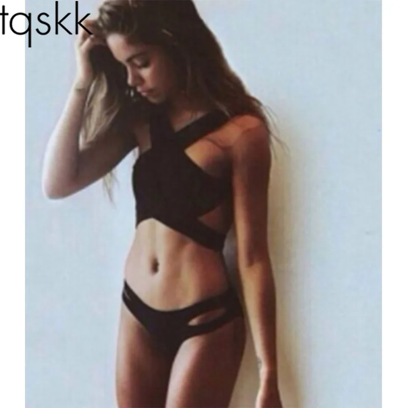 

TQSKK 2019 New Sexy Solid Swimwear Women Bikini Swimsuit Brazilian Bandage Halter Top Bathing Suits Retro Vintage Beach Wear