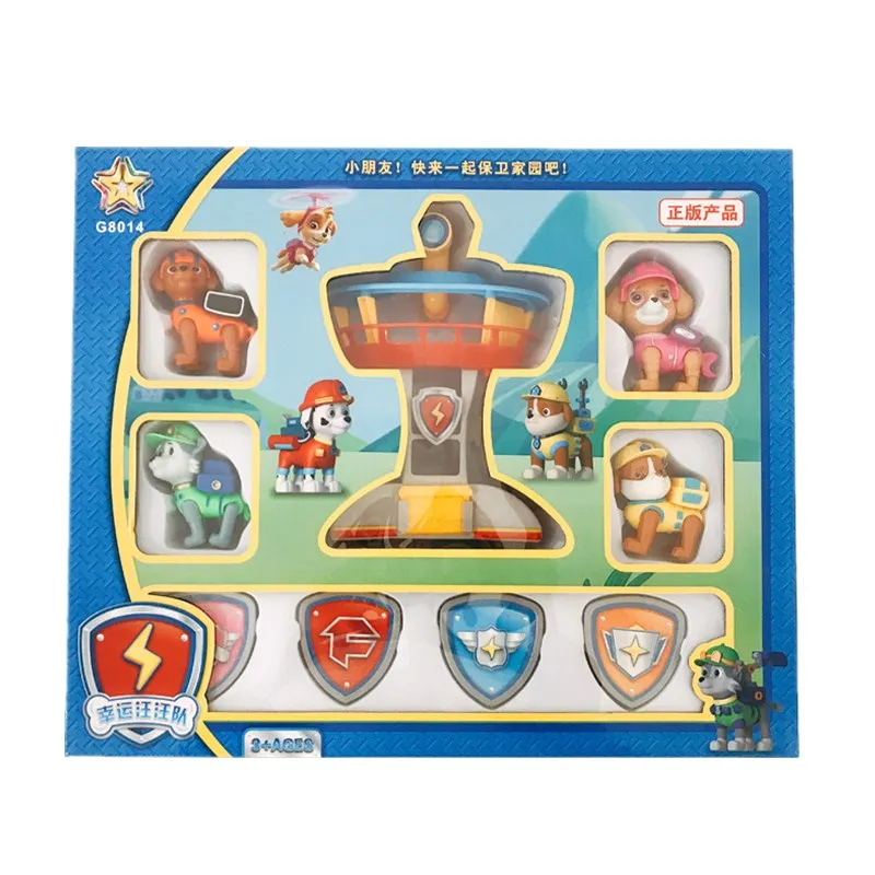 

Paw Patrol Toys set Command Tower Control Center Have 4 Dogs Badge Base Scene Model PVC Action Figures Toys for Children Gift