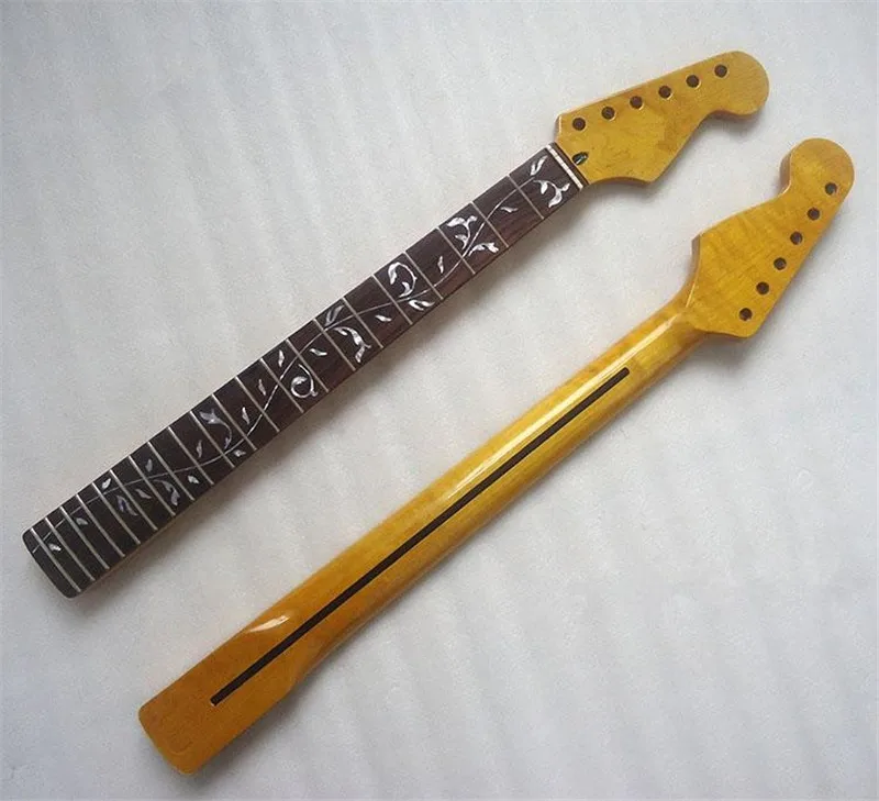 21/22 Frets inlay Tree of Life maple Electric Guitar Neck yellow color